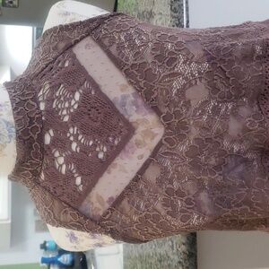 Purple Sheer Lace Top Size Medium